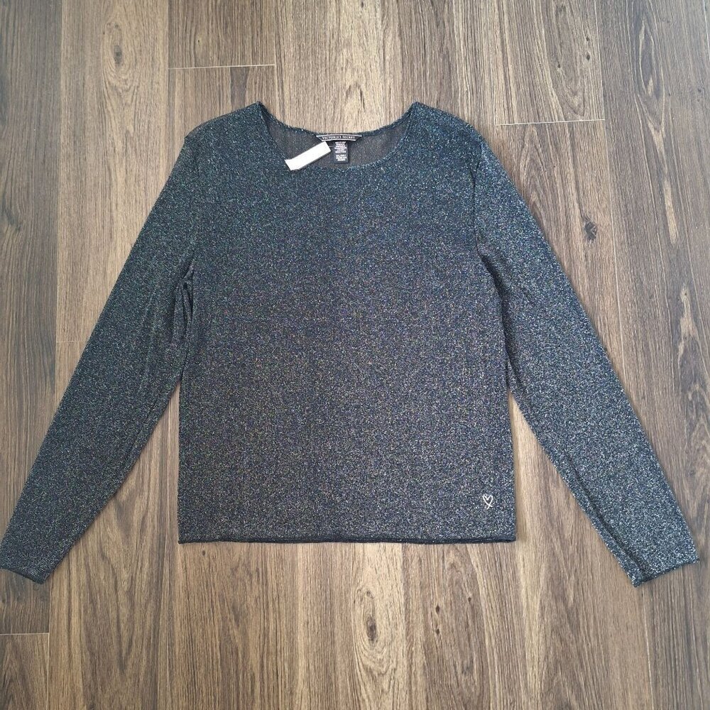 NWT Victoria's Secret Mesh Shimmer Long Sleeve Tee Size M/L Y2K